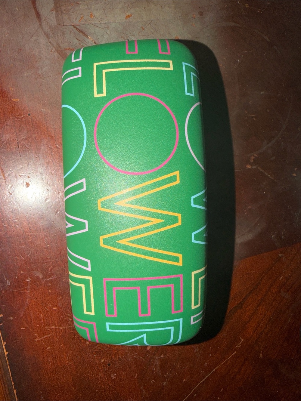 Green 'Lover' Pattern Hard Glasses Case